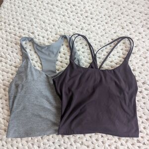 Fabletics Gray and Black Strappy Tank Tops